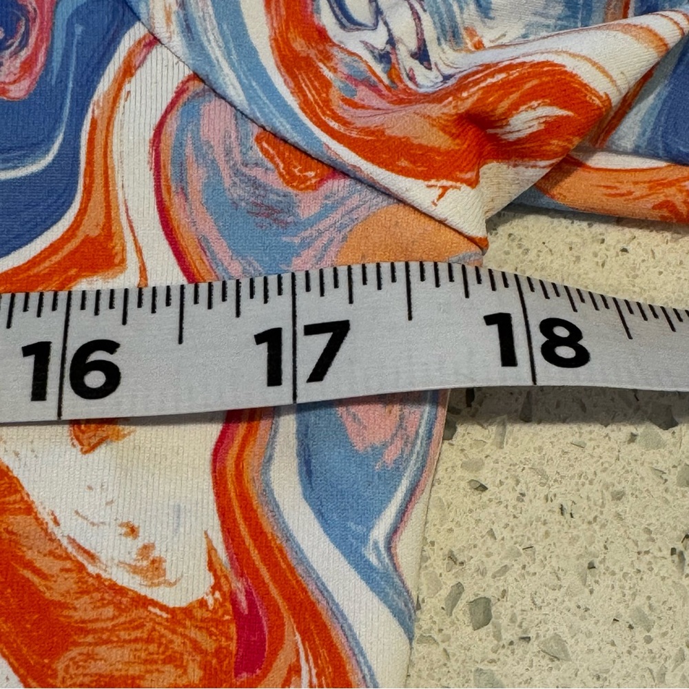 J.McLaughlin Catalina Cloth Fabric Marble Print Top S Blue Pink Orange Stretch - Picture 7 of 11
